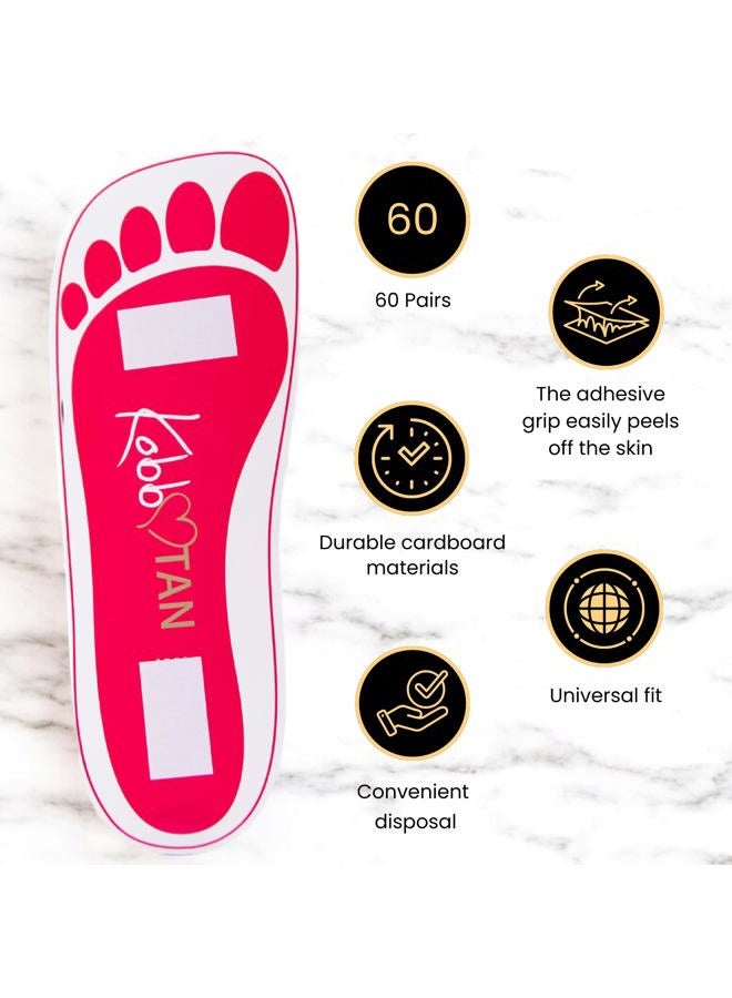 KobbTan 60 Pairs(120feets) Spray Tan Feet Pads For Sunless Spray Tanning in Pink - Image 4