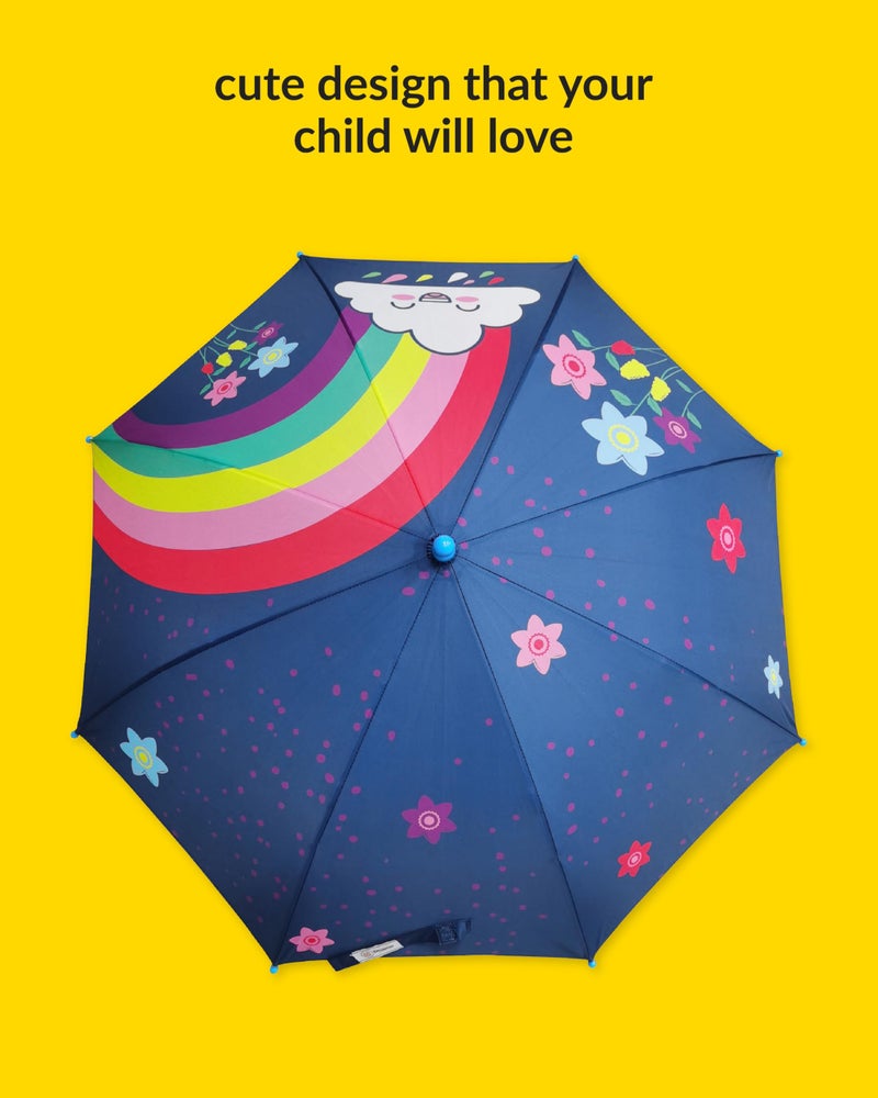 Destinio Umbrella for Kids - Stylish Cute & Child Safe kids umbrella for girls & boys - 100% Waterproof; Small Umbrella for Kids, Girls, Boys, and Baby (19 Inch, Blue (Rainbow)) - Image 2
