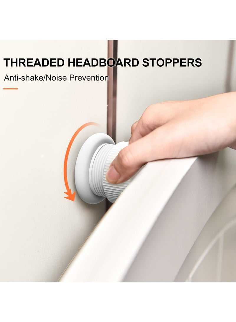 Generic 2 Pcs Headboard Stoppers Stabilizer, Telescopic Adjustable Anti Shake Bed Wall Stopper, Threaded Bed Frame Stabilizer Tool for Room Wall Beds Cabinets Sofa (White） - Image 2