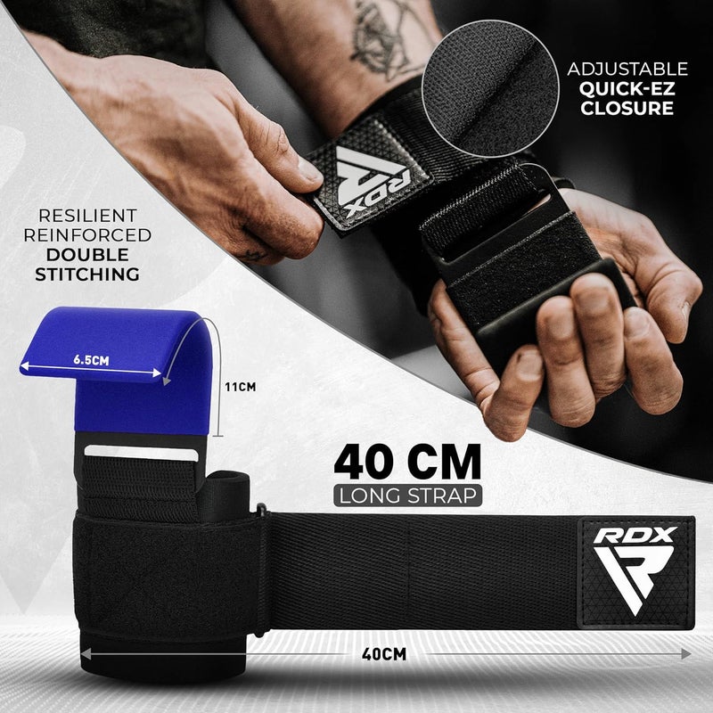 Rdx Weight Lifting Hooks for Deadlifting (Pair) - 600Lbs Capacity - 8MM Neoprene Wrist Support Wraps - Grip Enhancer for Pull Ups Lat Pulldowns Rows - Adjustable Gym Workout Power Straps for Men Women - Image 4