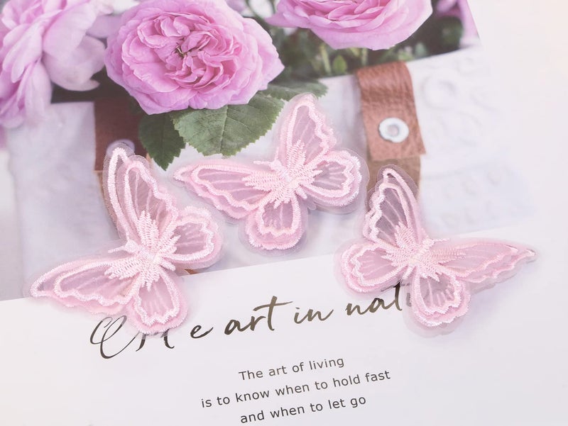 PENTA ANGEL Butterfly Hair Clips Penta Angel 6Pcs Lace Embroidery Flower Butterfly Hair Bow Pins Wedding Hair Accessories for Women GHalloween Party Decor (Pink) - Image 4