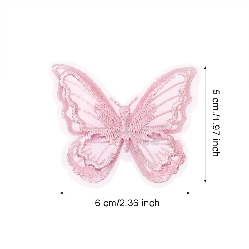 PENTA ANGEL Butterfly Hair Clips Penta Angel 6Pcs Lace Embroidery Flower Butterfly Hair Bow Pins Wedding Hair Accessories for Women GHalloween Party Decor (Pink) - Image 2