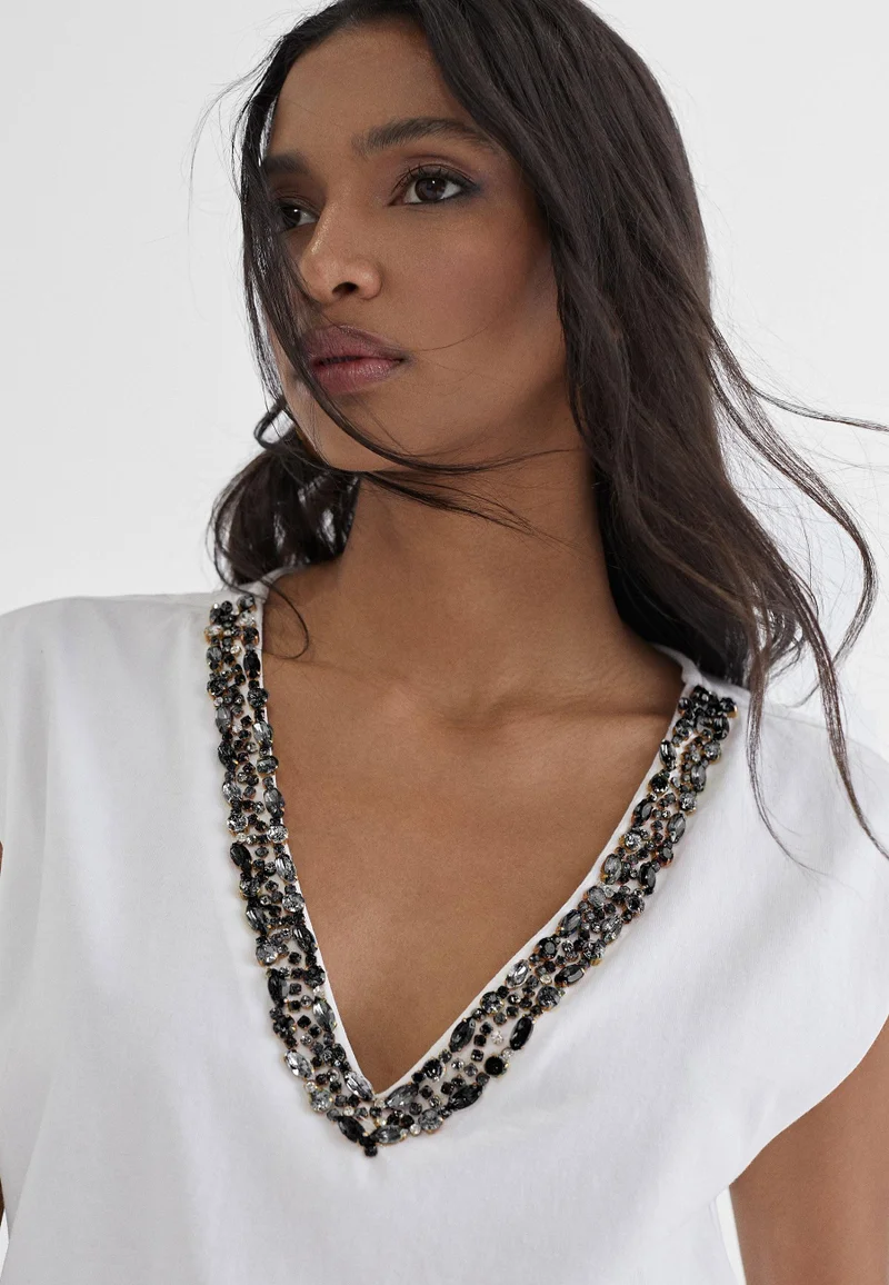 Lola Casademunt T-shirt with rhinestone neckline