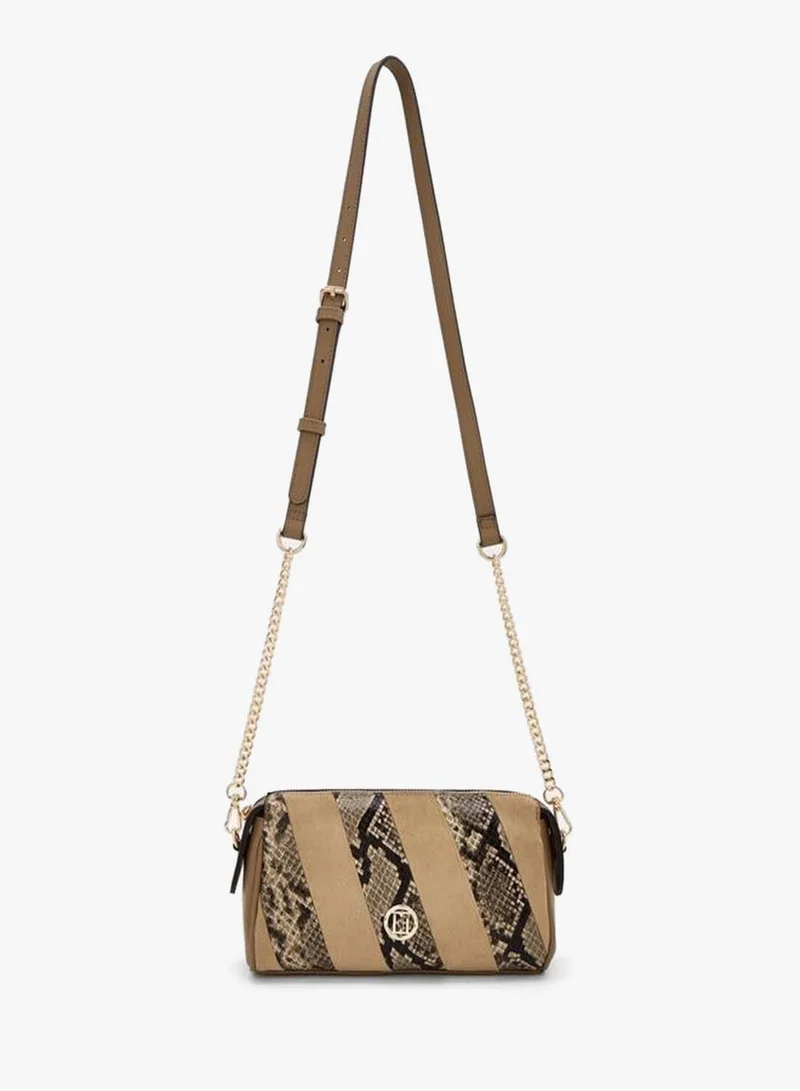 ايل Textured Crossbody Bag With Zip Closure
