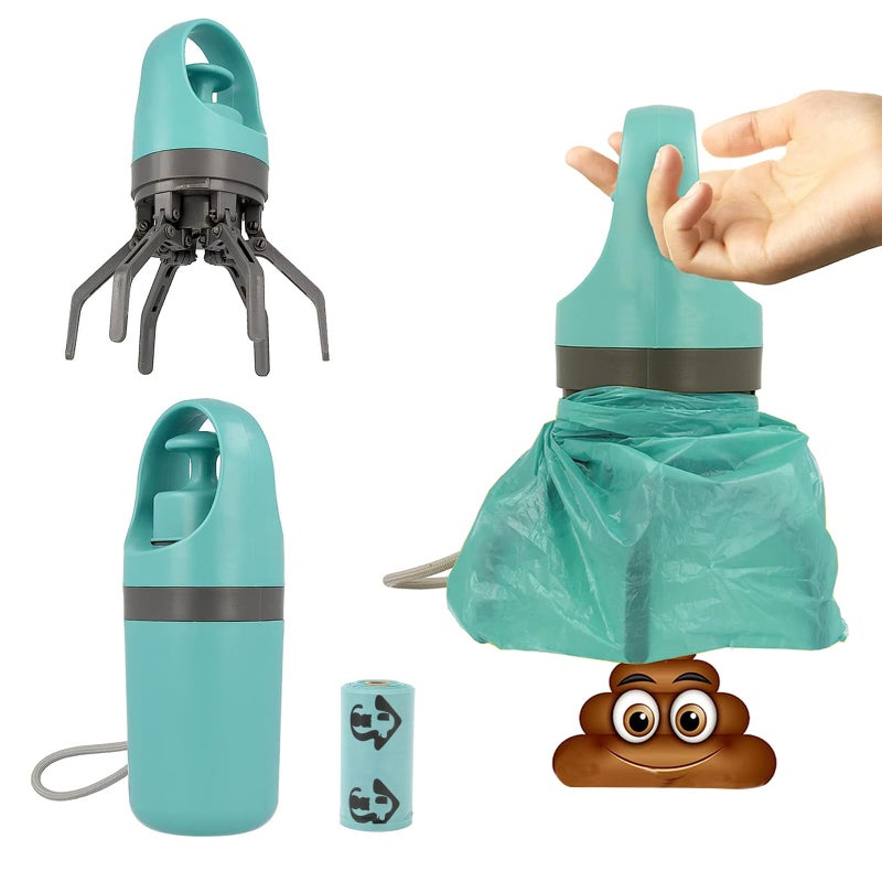 XPAPOV Pooper Scooper, portable no touch poop scooper for small, medium and large dogs, dog waste picker with 15PCS bag attachment and leak-proof waste container - Image 1