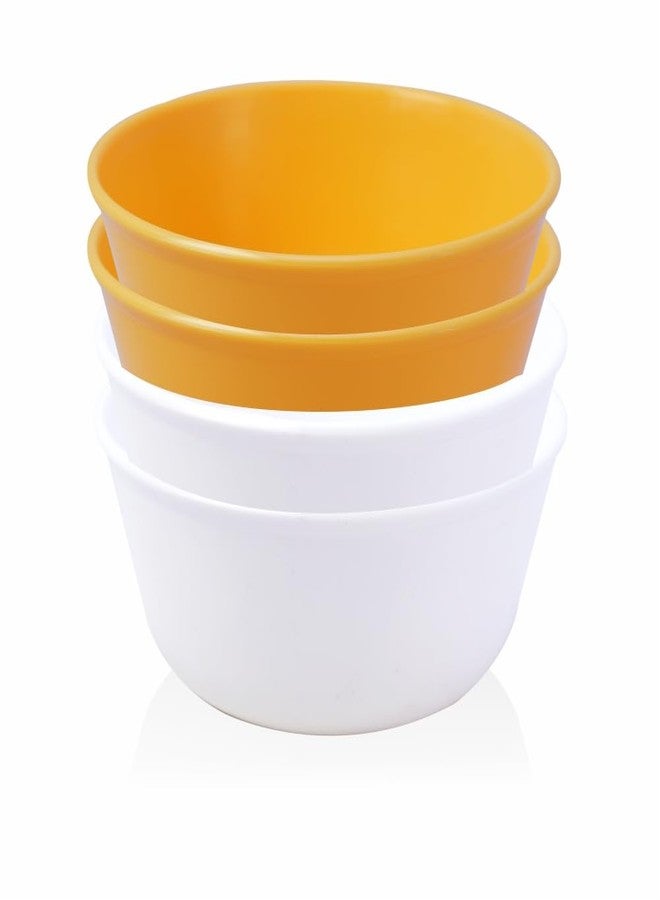 MORVI Sigma Prime 500 Microwawe Safe Multipurpose Plastic Bowl Set of 4 Pc Bowl 450 ml,Yellow White Color - Image 1