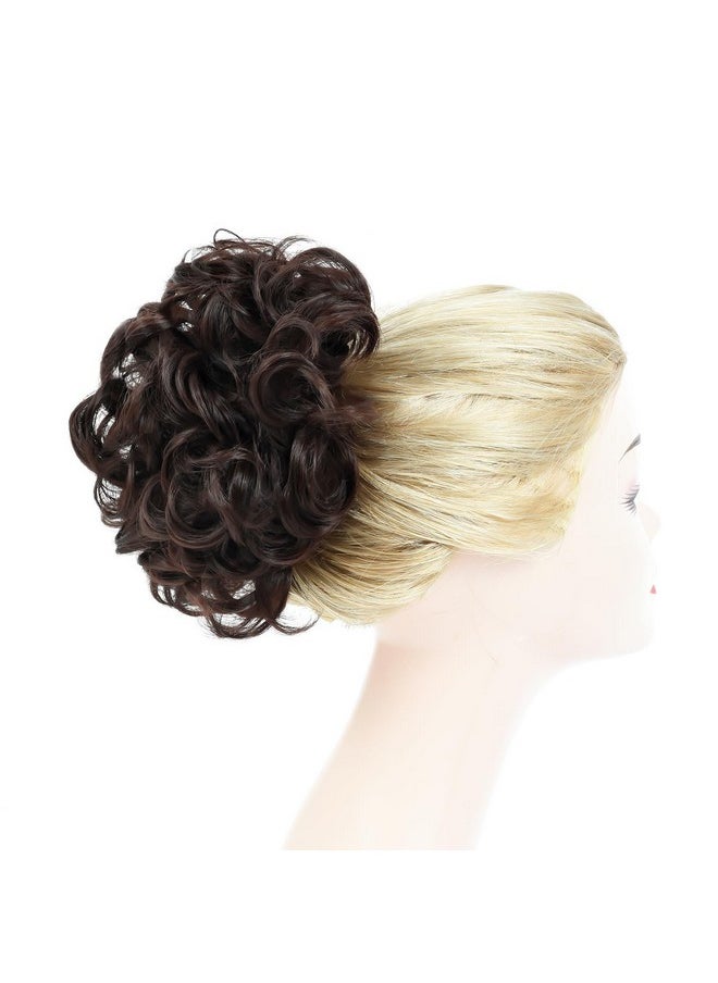 Rose bud Chignon Hairpiece Curly Bun Extensions Scrunchie Updo Synthetic Combs In Messy Bun Hair Piece For Women Medium Brown  - Image 2