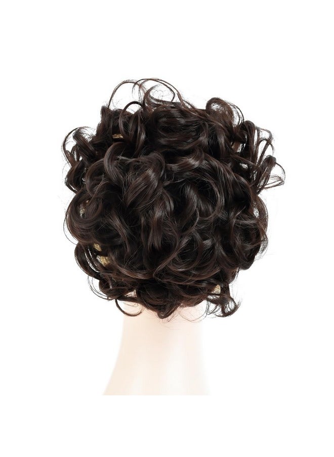Rose bud Chignon Hairpiece Curly Bun Extensions Scrunchie Updo Synthetic Combs In Messy Bun Hair Piece For Women Medium Brown  - Image 3