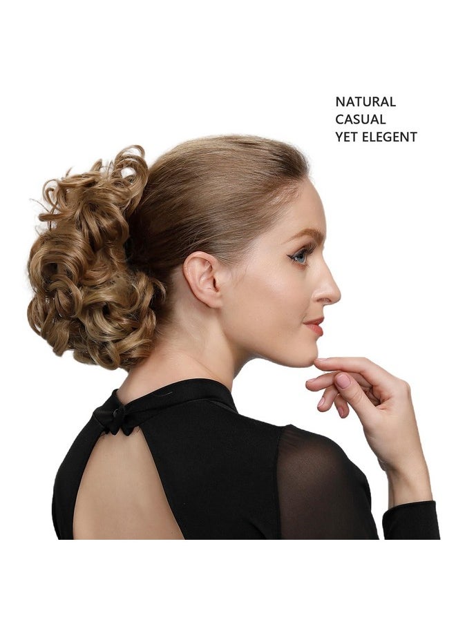 Rose bud Chignon Hairpiece Curly Bun Extensions Scrunchie Updo Synthetic Combs In Messy Bun Hair Piece For Women Medium Brown  - Image 5
