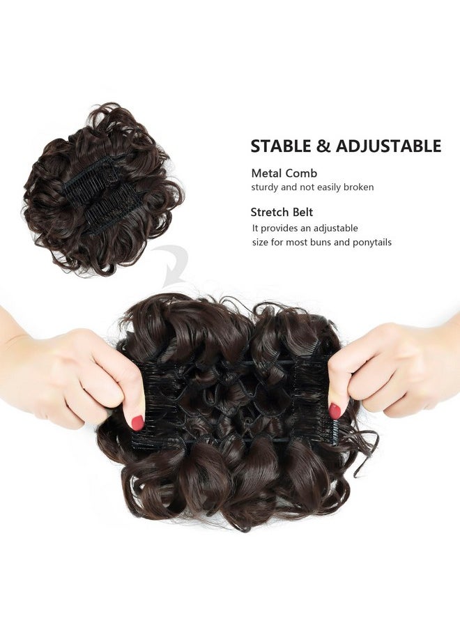 Rose bud Chignon Hairpiece Curly Bun Extensions Scrunchie Updo Synthetic Combs In Messy Bun Hair Piece For Women Medium Brown  - Image 4