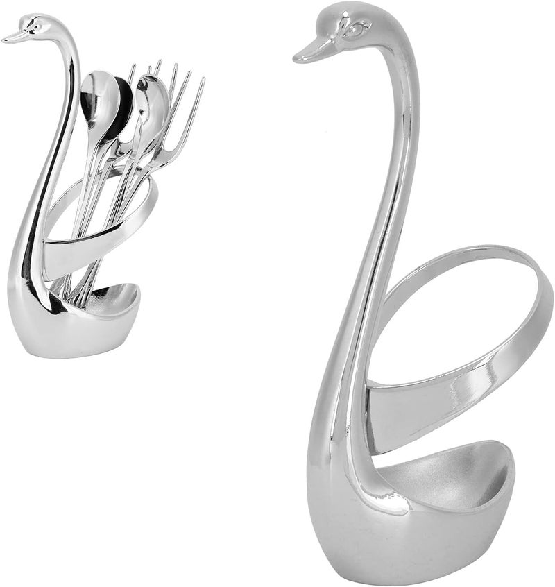 Zinc Alloy Flatware Organizer, Swan Base Fork and Spoon Holder Flatware Holder Fork Spoon Storage Rack Organizer for Serving Utensils - Image 5
