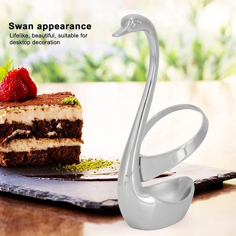 Zinc Alloy Flatware Organizer, Swan Base Fork and Spoon Holder Flatware Holder Fork Spoon Storage Rack Organizer for Serving Utensils - Image 4