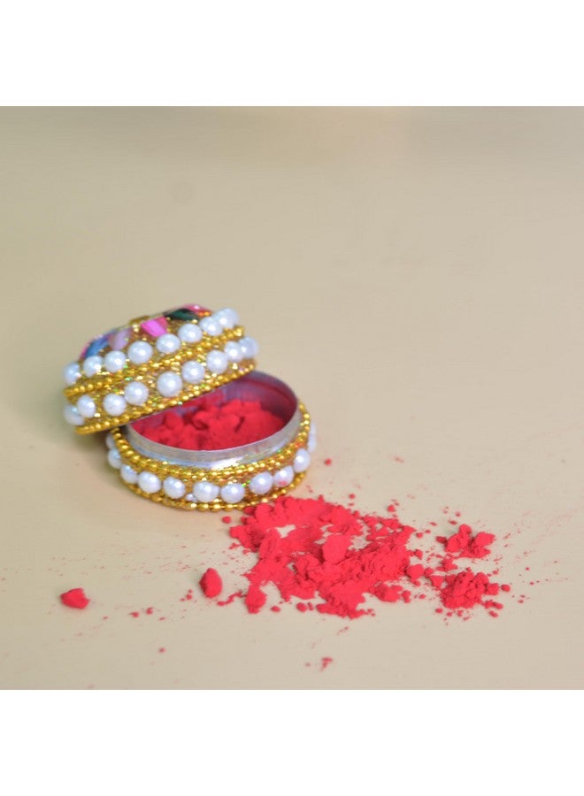 santarms Fancy Sindoor Box for Gift with Tilak Stick | Pooja Articles Gifting Sindoor Moti Dibbi - kumkum Box with Beautiful Stick for Multi-Purpose - Image 5