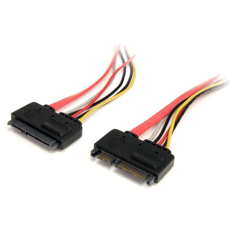 StarTech.com 12in 22 Pin SATA Power and Data Extension Cable - 1ft SATA Data Power Extension - 12 inch SATA Extension (SATA22PEXT), Red - Image 1