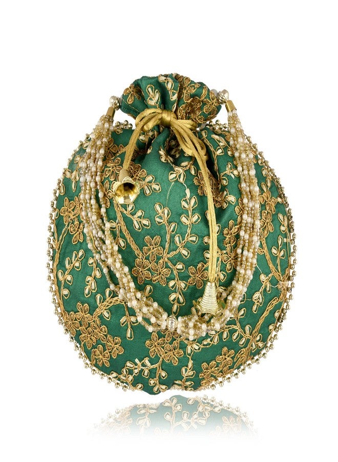 STLYZ Traditional Silk Potli Bag For Women, Embroidered Potli Handbag Wristlets Ethnic Bridal Potli Batwa Bag For Ladies For Wedding Return Gifts (Pack of 2) (AnguriPotli_Packof2) - Image 2