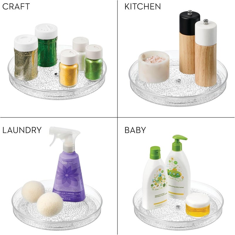 إنترديزاين منظم مستحضرات التجميل الدوار iDesign Rain Lazy Susan لخزانة الماكياج، حمام، طاولة المطبخ لحمل الماكياج، منتجات التجميل، 9" × 9" × 1.5"، شفاف 9" × 9" × 1.5" شفاف 50350 - Image 3