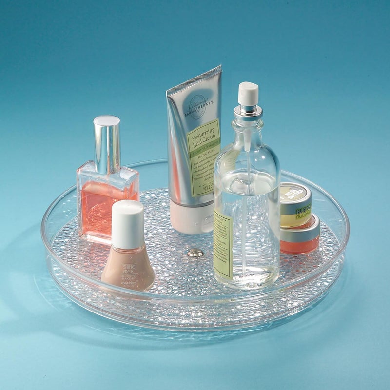 إنترديزاين منظم مستحضرات التجميل الدوار iDesign Rain Lazy Susan لخزانة الماكياج، حمام، طاولة المطبخ لحمل الماكياج، منتجات التجميل، 9" × 9" × 1.5"، شفاف 9" × 9" × 1.5" شفاف 50350 - Image 5