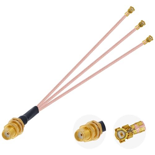 POBADY SMA Female to Triple U.F.L1 Female Connector RF Coaxial Cable U.F.L1 Splitter Cable 50 Ohm Low Loss SMA Connector RG178 7.9IN/20CM Pigtail Extension Cable - Image 1