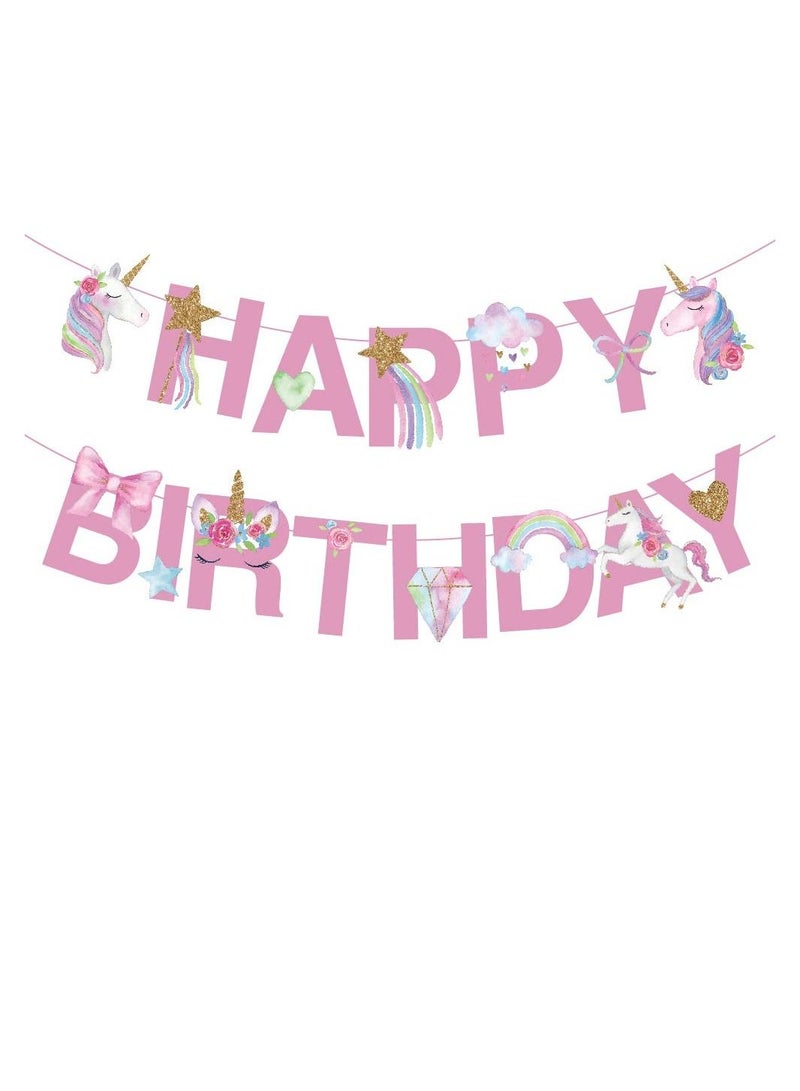 Highland Unicorn  Happy Birthday Banner - Image 1