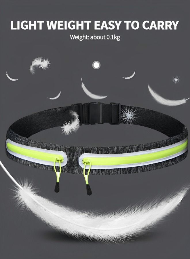 GROIC Sports Running Belt Outdoor Dual Pouch Sweat-proof Reflective Slim Waist Pack Fitness Workout Waistband for Jogging Gym Travel Exercise - Image 4