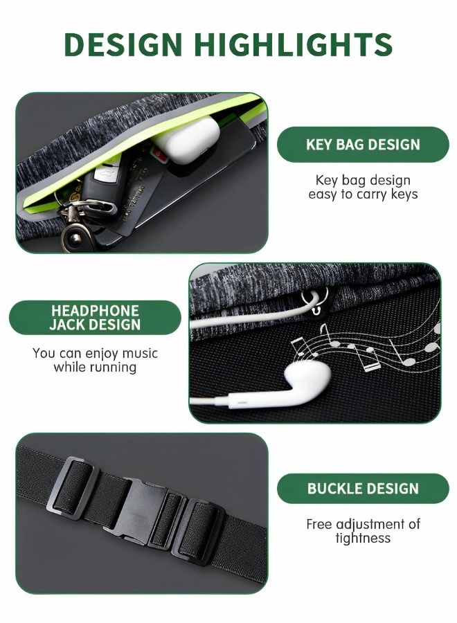 GROIC Sports Running Belt Outdoor Dual Pouch Sweat-proof Reflective Slim Waist Pack Fitness Workout Waistband for Jogging Gym Travel Exercise - Image 2