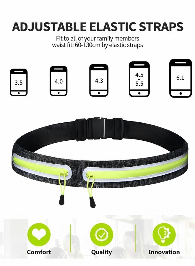 GROIC Sports Running Belt Outdoor Dual Pouch Sweat-proof Reflective Slim Waist Pack Fitness Workout Waistband for Jogging Gym Travel Exercise - Image 3