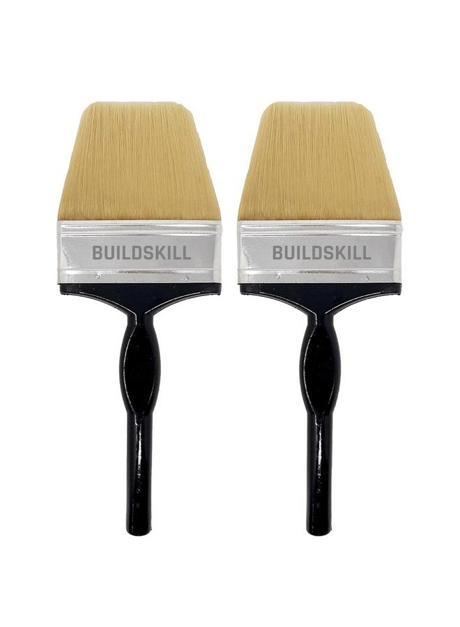 BUILDSKILL مجموعة فرشاة الطلاء BUILDSKILL 2 قطعة | الحجم 4" | فرشاة طلاء شعيرات ناعمة للجدران | مجموعة فرش طلاء متينة وسميكة للنوافذ والأبواب | لمسة ناعمة | فرش طلاء للاستخدام الشخصي والمهني - Image 1