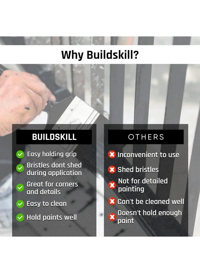 BUILDSKILL مجموعة فرشاة الطلاء BUILDSKILL 2 قطعة | الحجم 4" | فرشاة طلاء شعيرات ناعمة للجدران | مجموعة فرش طلاء متينة وسميكة للنوافذ والأبواب | لمسة ناعمة | فرش طلاء للاستخدام الشخصي والمهني - Image 5