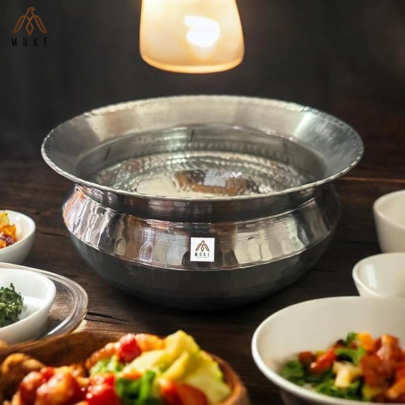 MUKE® Heavy Weight Aluminium SIPRI, Handi with Hammered Design for Cooking Rice, Biryani, sabzi etc (5 Liter) - Image 2