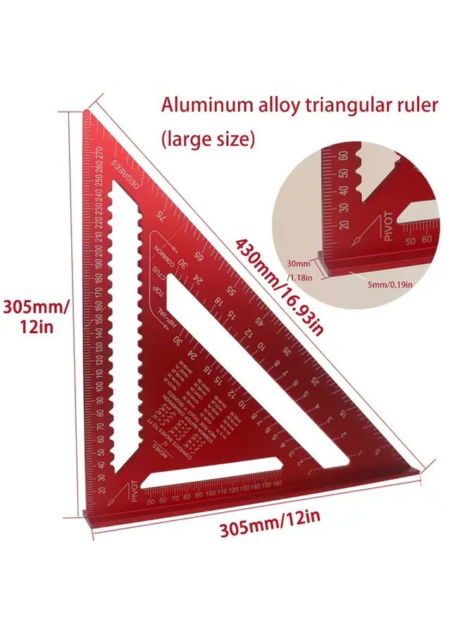 Small Size Silvery Aluminum Alloy Triangular Ruler High Precision Woodworking Tool - Image 3