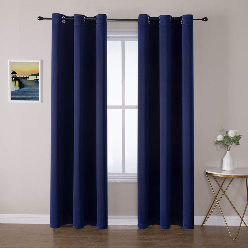 ChrisDowa Blackout Curtains 72 inches Long for Bedroom - 2 Panels Set Grommet Thermal Insulated Room Darkening Curtains for Living Room (Navy Blue  42 x 72 Inch) - Image 1