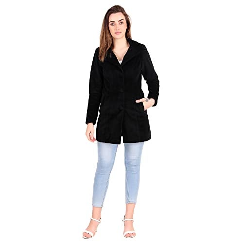 MUTEME Long Black Winter Wear Velvet Jacket For Women-X L - Image 2