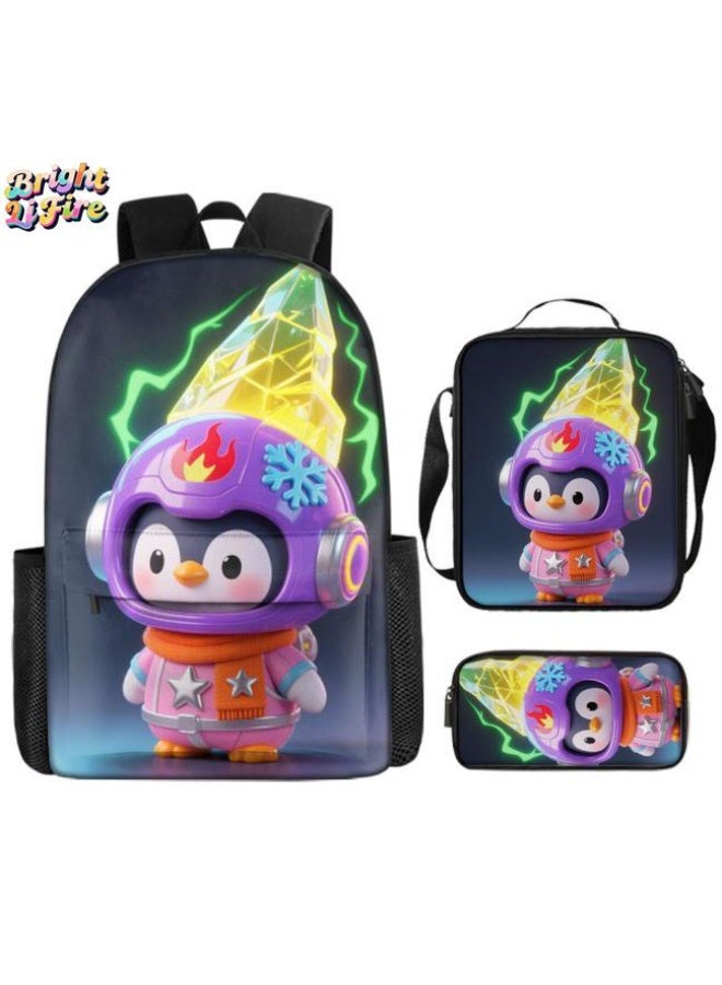 Bright Li Fire Fashion is unlimited! Cartoon bag three-piece set, suitable for a variety of scenes for students and teenagers (available for students, children, friends on outings, mountain climbing, schooling, etc.) - 116 - Image 1