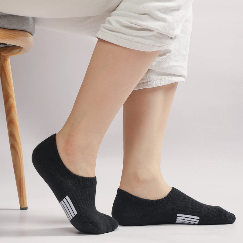 FAYBOX No Show Socks Womens Cushioned Low Cut Invisible Footies for Running Athletic Gym Ankle Socks 6 Pairs - Image 2