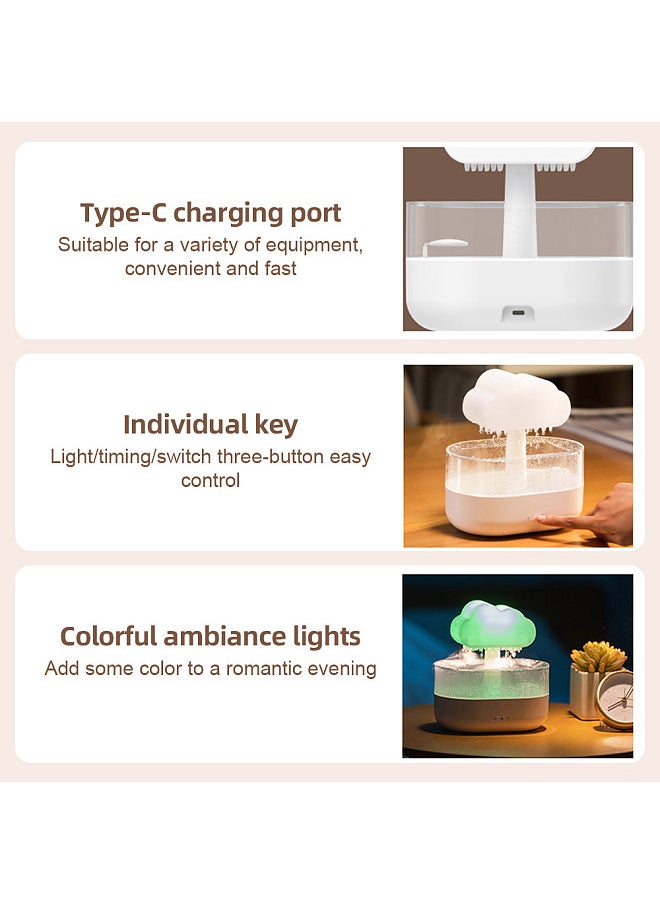 Rain Cloud Humidifier Water Drip 7 Changing Colors LED Light Auto Shut-Off 2 Modes 200ml Aromatherapy Essential Oils Diffuser Cloud Humidifier Rain Drop