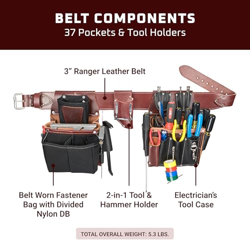 Occidental Leather Commercial Electrician’s Tool Bag Set - Medium - 37 Pockets & Tool Holders - Made in USA - Image 3