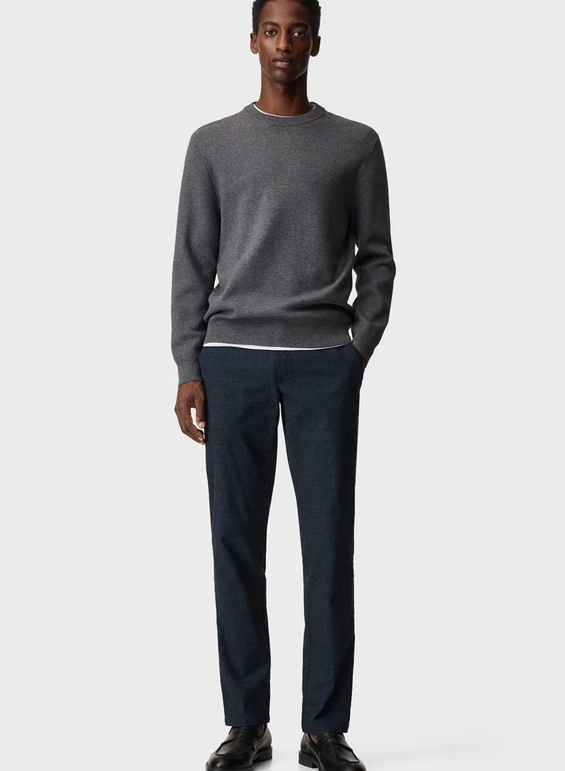 Mango Man Checked Slim Fit Trousers