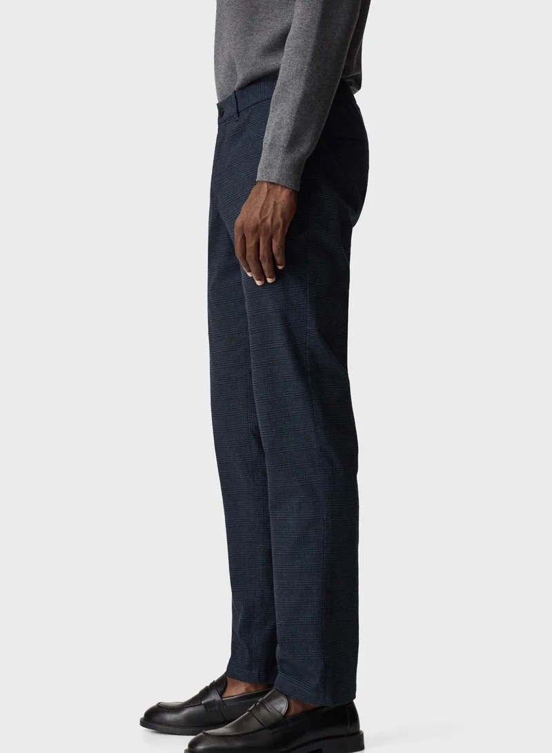 Mango Man Checked Slim Fit Trousers