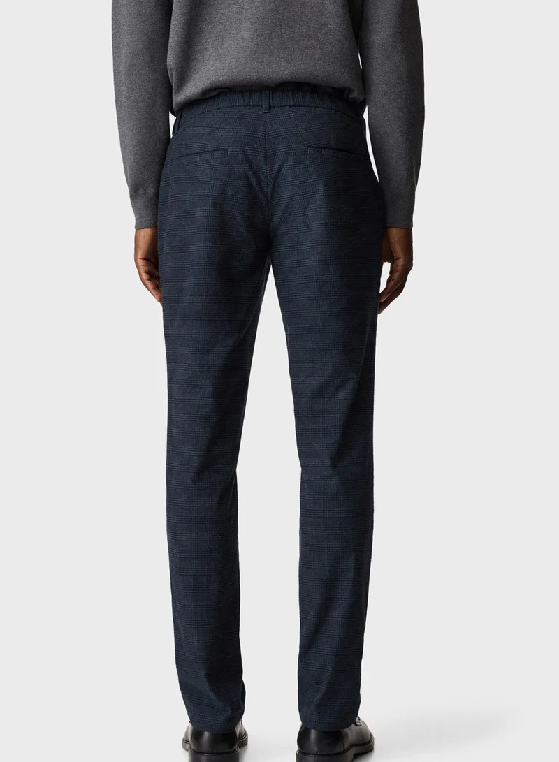 Mango Man Checked Slim Fit Trousers