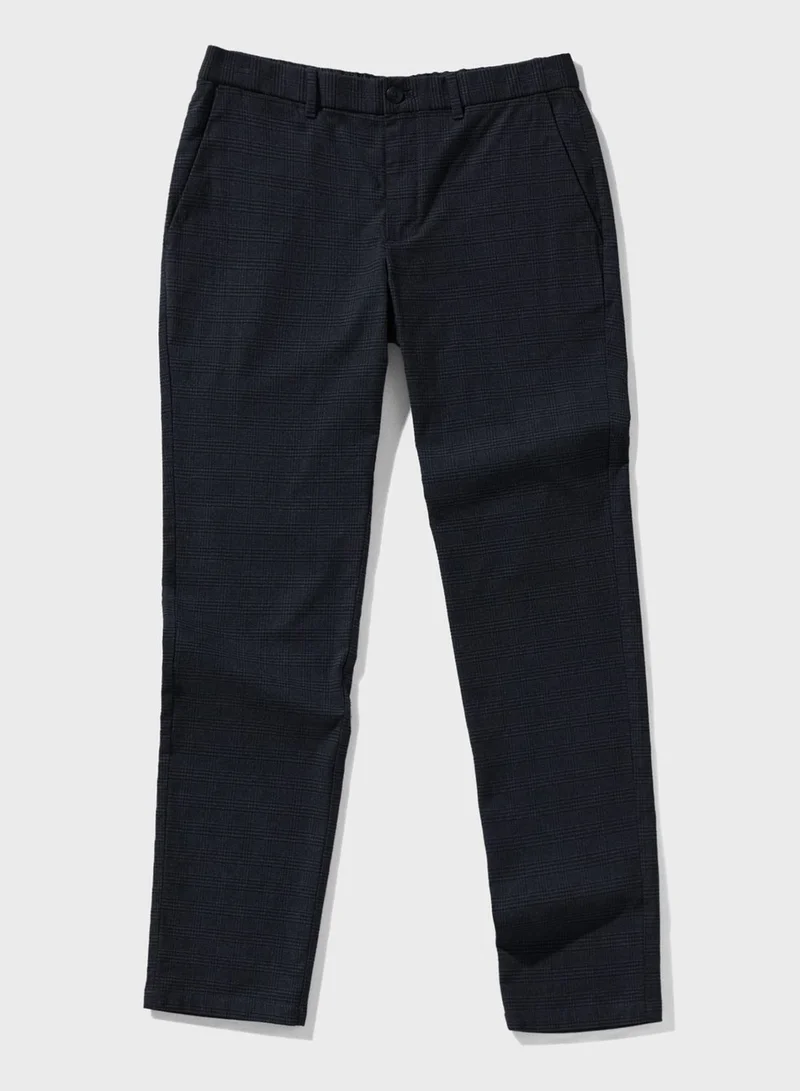Mango Man Checked Slim Fit Trousers