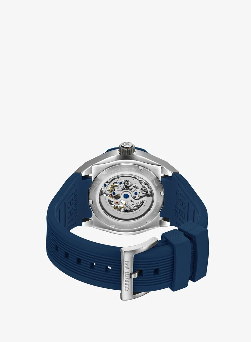 CERRUTI 1881 Blue Men's Ruscello Automatic Watch for Men - Blue Case, Skeletonized Dial, Blue Silicone Strap for Men | Best Price UAE