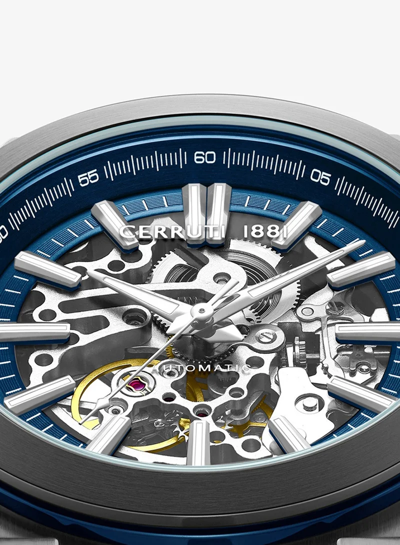 CERRUTI 1881 Blue Men's Ruscello Automatic Watch for Men - Blue Case, Skeletonized Dial, Blue Silicone Strap for Men | Best Price UAE