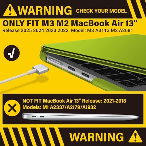IBENZER Compatible with 2025 2024 2023 2022 MacBook Air 13 inch Case M4 A3240 M3 A3113 M2 A2681, Hardshell Case & KeyboardCover & ScreenFilm & Type-C for Mac Air 13.6, Avocado Green,AT13-KK-AVGN+2TC - Image 3