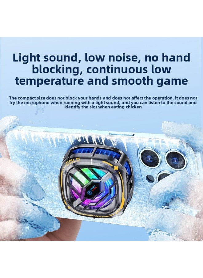 Mobile Phone Radiator Semiconductor Refrigeration Wireless Cooling Metal Back Clip Mute Cold Air Live Game Cooling Artifact-Product Color:F26 Magnetic Radiator + Versatile Clip * Digital Display Black Gold  - Image 5
