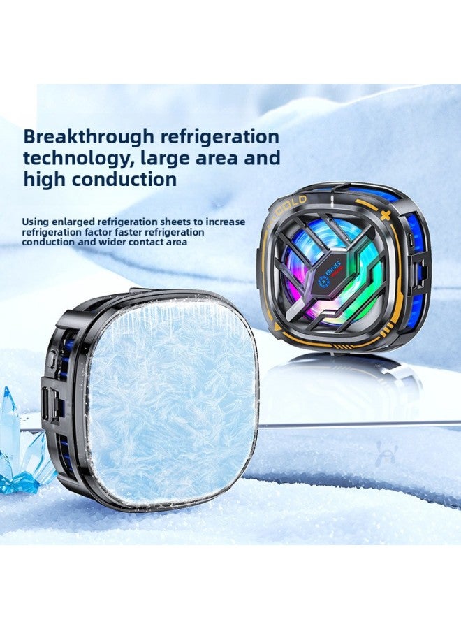 Mobile Phone Radiator Semiconductor Refrigeration Wireless Cooling Metal Back Clip Mute Cold Air Live Game Cooling Artifact-Product Color:F26 Magnetic Radiator + Versatile Clip * Digital Display Black Gold  - Image 4