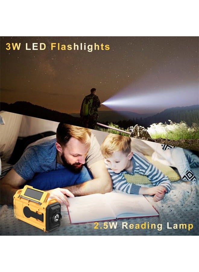 Raynic Weather Radio 5000 Solar Hand Crank Emergency Radio 5 Ways Powered AM/FM/SW/NOAA Weather Alert Portable Radio with Flashlight, Reading Lamp (Yellow) - Image 2