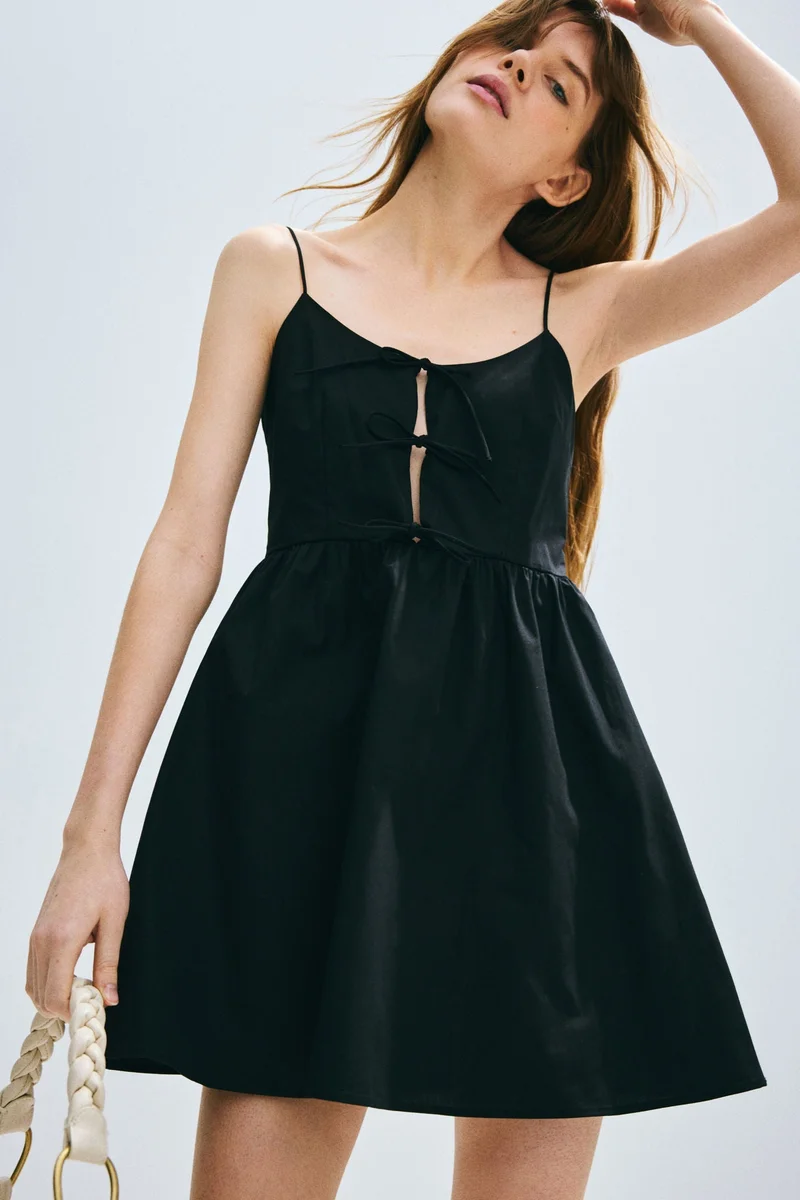 H&M Tie-detail poplin dress