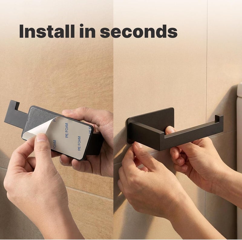 Minismus Toilet paper holder, stainless steel toilet paper holder with strong self-adhesive sticker that holds up to 3 kg, drill-free toilet roll holder for damage-free and easy installation - Image 3