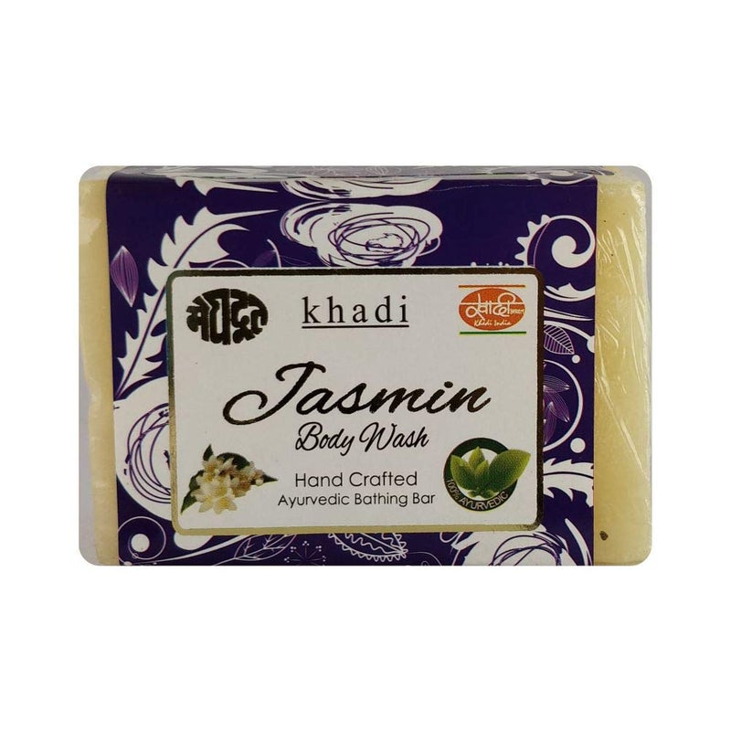 Meghdoot Jasmin Body Wash Soap khadi handmade ayurvedic bathing bar with natural jasmine extracts herbal body cleanser for soft smooth and moisturized skin 125gm Pack of 4 - Image 3