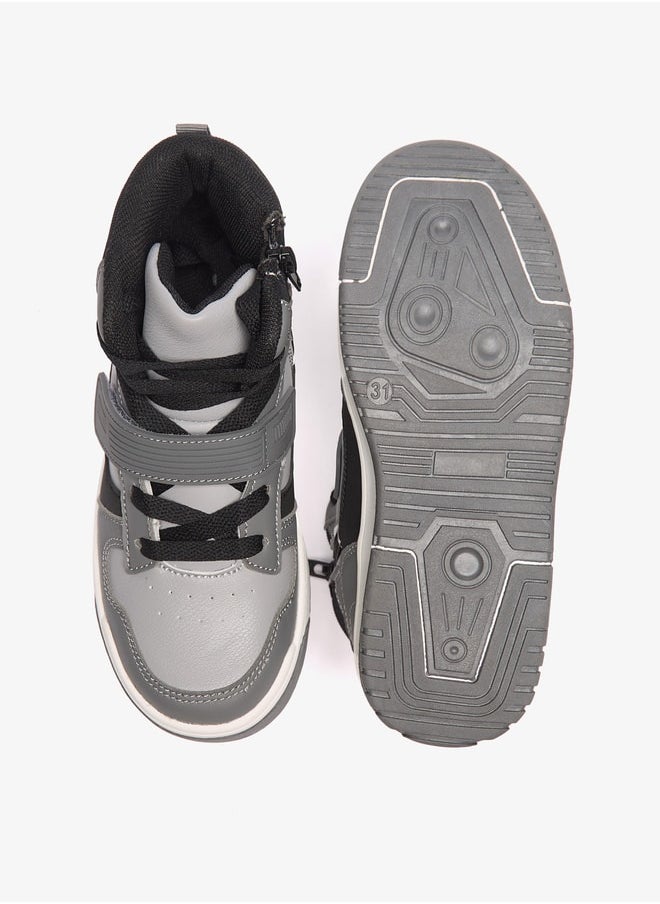 LBL by Shoexpress Boys Colourblock High Cut Sneakers with Zip Closure  - Image 4